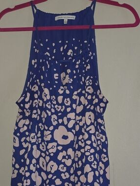 Collective Concepts Royal Blue and Light Pink Halter Print Top